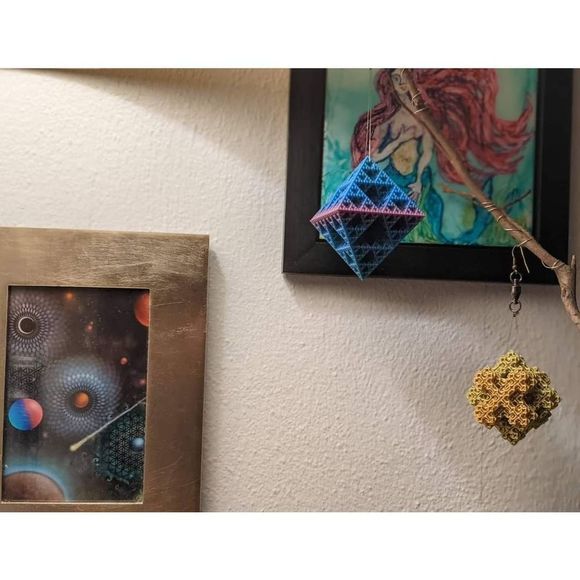 3D Printed Fractal Koch Snowflake Christmas Ornament; free spinning; Holiday dec - Picture 8 of 9